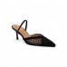 Μυτερό Mule Διάτρητο Μαύρο  Loafers/Μοκασίνια