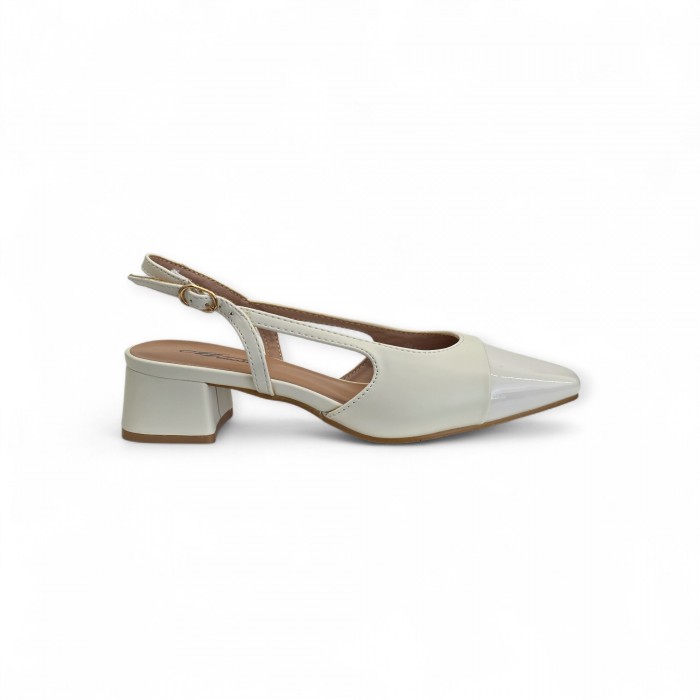 Slingback Λουστρίνι Λευκό Loafers/Μοκασίνια Slingback Λουστρίνι Λευκό Loafers/Μοκασίνια