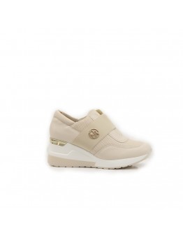 Sneakers Με Λάστιχο Και Χρυσή Λεπτομέρεια Μπεζ