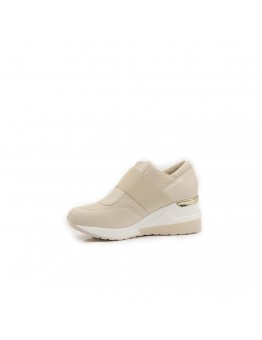 Sneakers Με Λάστιχο Και Χρυσή Λεπτομέρεια Μπεζ