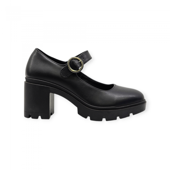 Ψηλοτάκουνα Loafers Με Λουράκι Μαύρα  Loafers/Mules/Μοκασίνια/Μπαλαρίνες