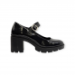 Ψηλοτάκουνα Loafers Με Λουράκι Λουστρίνι Μαύρα