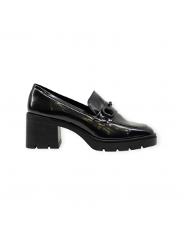 Ψηλοτάκουνα Loafers Με Διακοσμητικ΄η Αγκράφα Μαύρα 